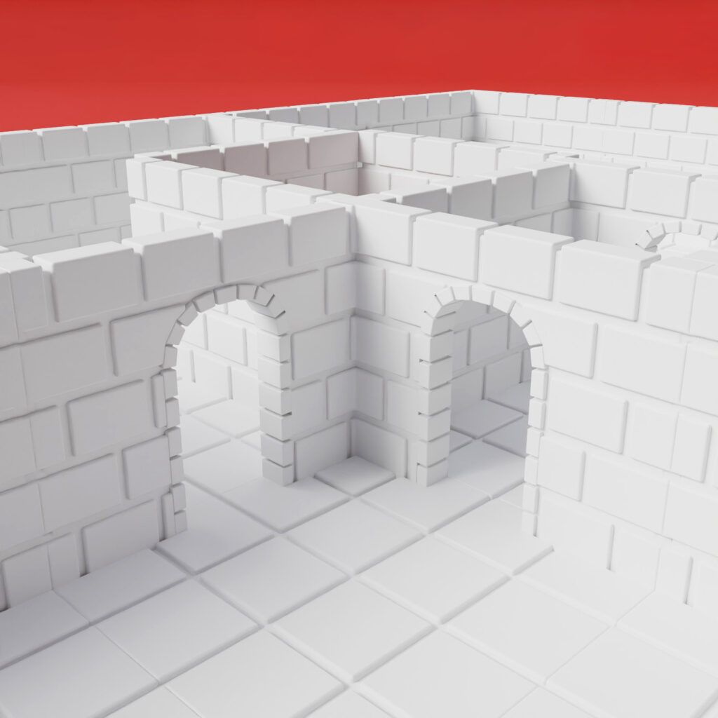 Example layout using modular dungeon archway tiles